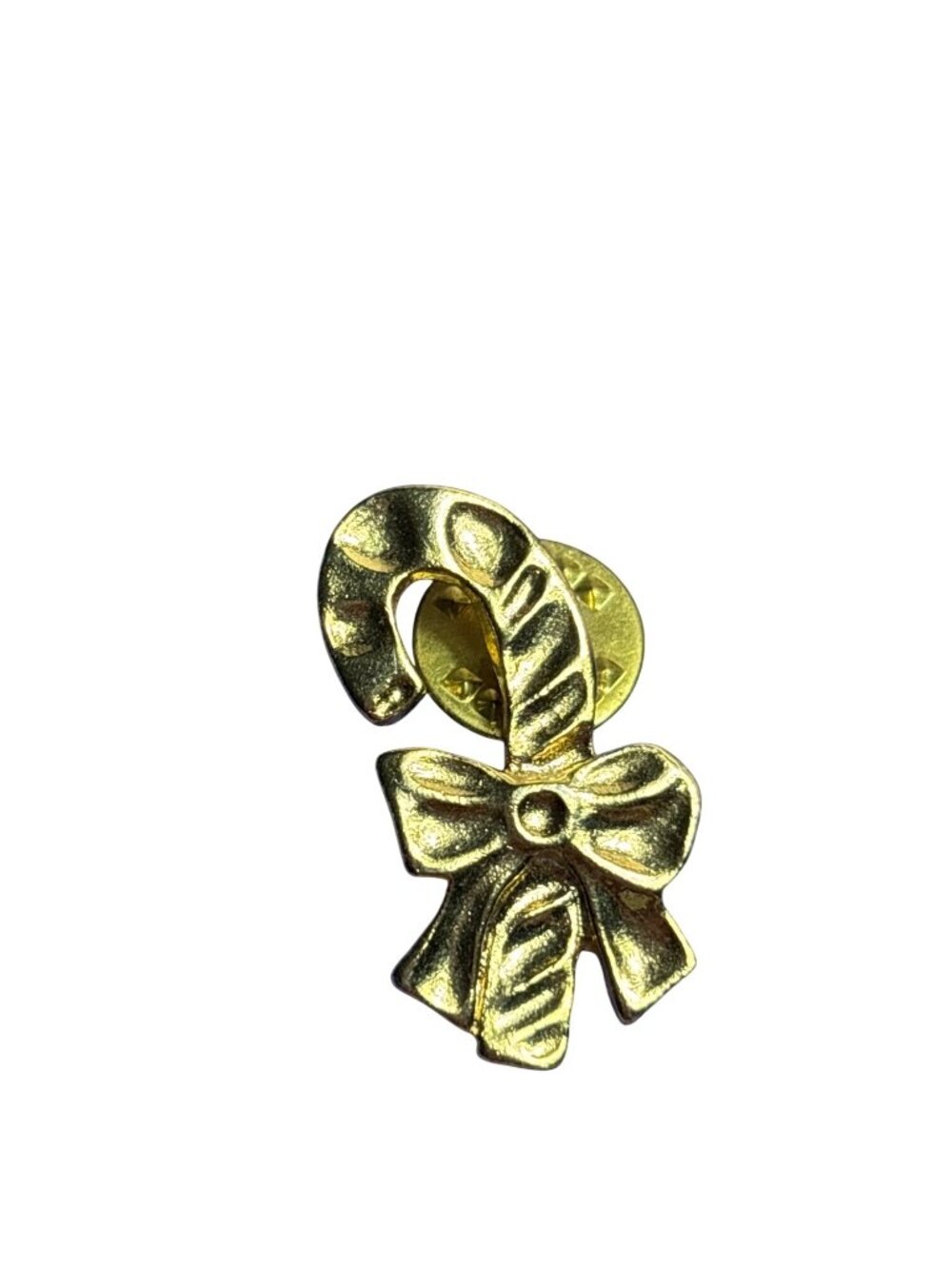 Vintage Goldtone Candy Cane Lapel Tack Pin 1.25 inches